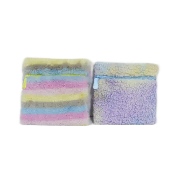 trousse à cosmétiques trousse de maquillage en fausse fourrure arc-en-ciel pour fêtardes et femmes